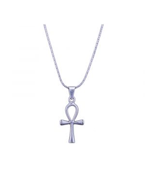 Egyptian Key of Life Necklace handmade of sterling silver, a marine chain with straight links.