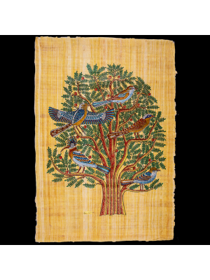 Tree of Life Papyrus portrait hand-painted with gouache colours, Egyptian Tree of Life
