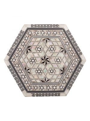 deluxe Islamic hexagonal handmade box, inlaid with precious rare mother of pearl, jewelry wooden hexagonal box