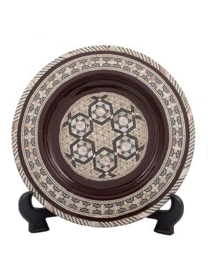 Decorative Plate for Hanging, brown paint plate with hand-inlaid of mother of pearls, Mother of Pearl Plate