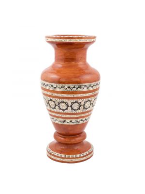 Mahogany handmade Vase, inlaid with mother of pearls, Rustic wood Vase