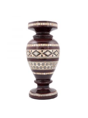 Islamic Arabesque Wood Vase inlaid with Mother-of-pearls, Wooden Vase
