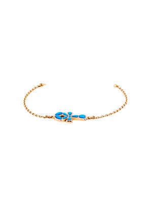 Turquoise Ankh Gold Handmade bracelet, Gold Chain Bracelet, Gold Ankh Bracelet