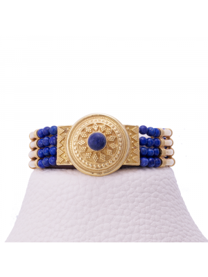 Gold Egyptian styled Bracelet adorned with Real Lapis Stones, Gemstone Bracelet