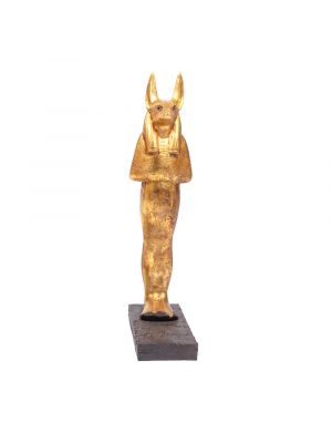 Anubis Gilded Wooden Statue Replica Hand-Carved by Talented Egyptian Craftsmen (9.8 W, 23 H, 4 L inch)