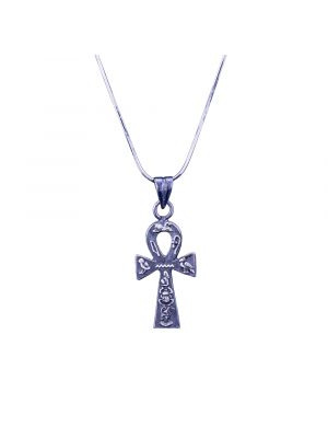 Obsidian Silver handmade Key of Life  Necklace, Egyptian Key of Life Necklace