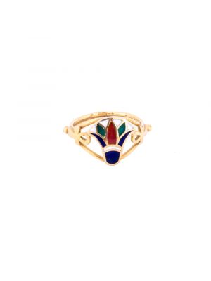 Semi-Precious Stone Adorned Lotus Flower Ring handmade of 18K Gold, Lotus Flower Gold Ring