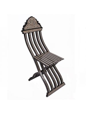 Arabesque chair, black painted inlaid with mother of pearls, easy folded, Arabesque Chair, Side image