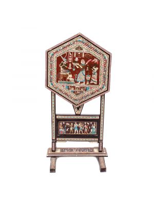 Ancient Egyptian Scenes Table handmade of Mahogany wood and Inlaid with Mothers of pearls, Egyptian Tables
