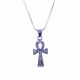 Obsidian Silver handmade Key of Life  Necklace, Egyptian Key of Life Necklace