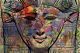 Vibrant Goddess Hathor Mixed Media Print on Large 25” x 35” Canvas