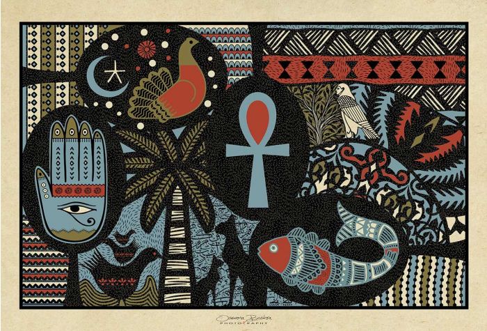 Egyptian Key of Life | Art Decor | Mixed Media Art | Swan Bazaar