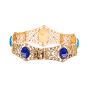 Egyptian Scarab 18K Gold Bracelet, hand-inlaid with Semi Precious Stones, Stone Scarab Bracelet