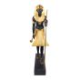 Life-sized statue of King Tut wearing Nene’s hairdresser with serious, made of Mahogany wood is covered with black paint and Golden sheets