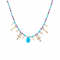 Semi-precious Stones Necklace, handmde of 18K Gold, designed as the Egyptian key of Life, Turquoise Pendant Necklace