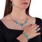 Handmade 18k Gold necklace with precious turquoise stones elegant set 