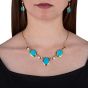Handmade 18k Gold necklace with precious turquoise stones elegant set 