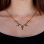 18K Gold Ankh Necklace with Nefertiti Head and Scarabs. Handmade Egyptian Jewelry