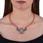18k Gold and Precious Stone Beaded Winged Scarab Necklace