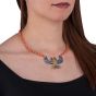 18k Gold and Precious Stone Beaded Winged Scarab Necklace