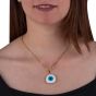 Gold framed Evil Eye made from semi-precious stones Protection Amulet