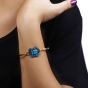 Gold Scarab Bracelet, handmade of 18K Gold and Inlaid with Semi-Precious Turquoise Stone