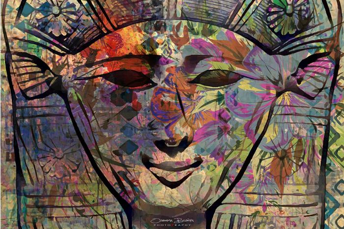 Vibrant Goddess Hathor Mixed Media Print on Large 25” x 35” Canvas