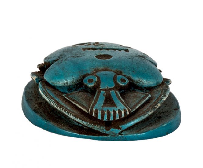 Blue painted scarab handcrafted by talented Egyptian artisans, scarab sculpture 20