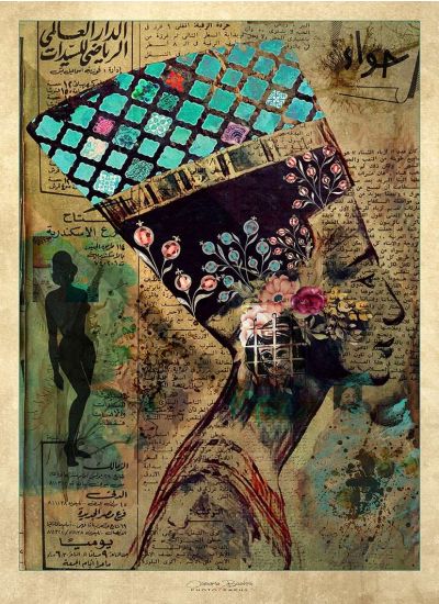 Intertwinement of Femininity and Strength: Queen Nefertiti with a Vintage Twist Canvas Print ART