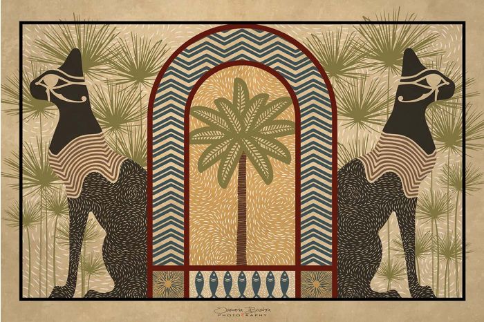 Palma and Bastet Egyptian Tableau