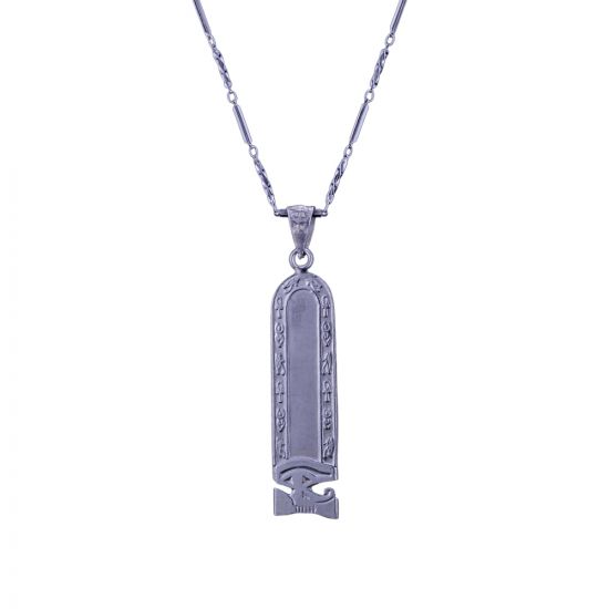 Personalized Silver cartouche Necklace with your name letters in Hieroglyphics, Ankh Necklace