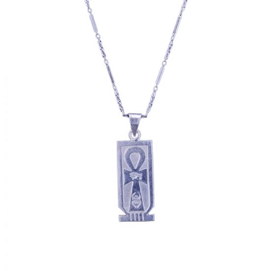 Egyptian Cartouche Ankh Necklace handmade of Silver, Ankh Necklace