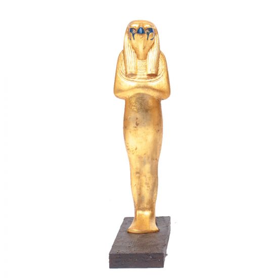 Horus Statue for Sale Handmade from Mahogany, Gilded with Gold Sheets (20.4 H, 5.9 W, 5.9 L Inches)