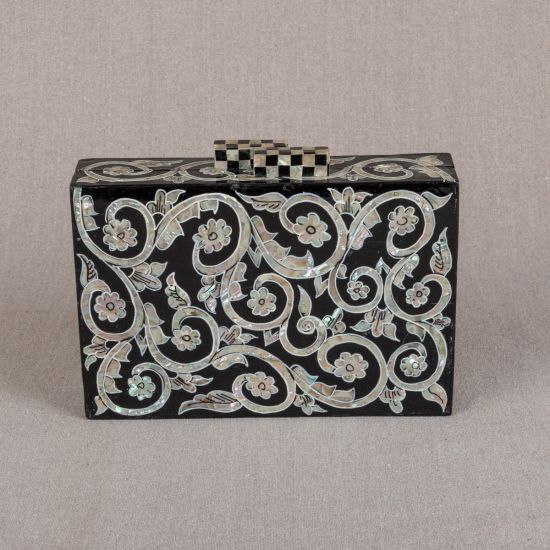 Black Clutch Bag with Pearls | Pearl Evening Bag | Pearl Bag | Mother of Pearl Clutches | Mother of Pearl Purse | Swan Bazaar