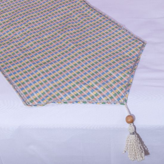 Multi-Pastel Colorful Coverlet with Beige fringes