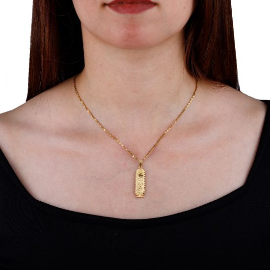 Double-Faced Gold Cartouche Pendant  Influenced by Egyptian Jewelry 5gm