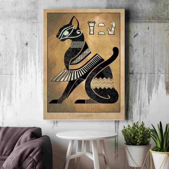 Goddess Bastet Modern Mixed Media Print on Large 25" x 35" Canvas