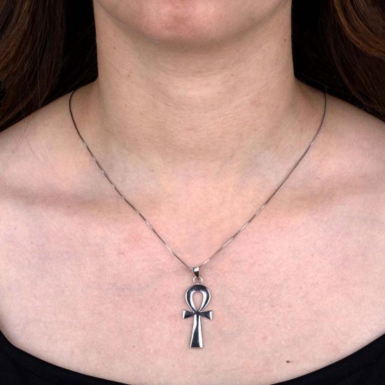 Sterling Silver Ankh (Key of Life) Pendant Inspired by Egyptian Jewelry