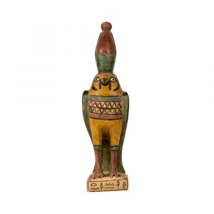 Horus Statue presented in a falcon Handmade of Alabaster stones with the vivid painting of yellow and green, The Falcon Statue for sale