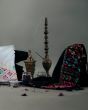 Black Egyptian Cotton Shawl with Arish Tribal Embroidery